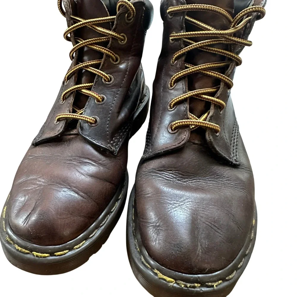 Vintage Dr Martens Made In England Brown Leather 6 Eye Boots UK 6 Grunge Unisex
